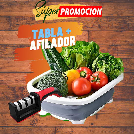 COMBO TABLA PLEGABLE 3 EN 1 + AFILADOR DE CUCHILLO