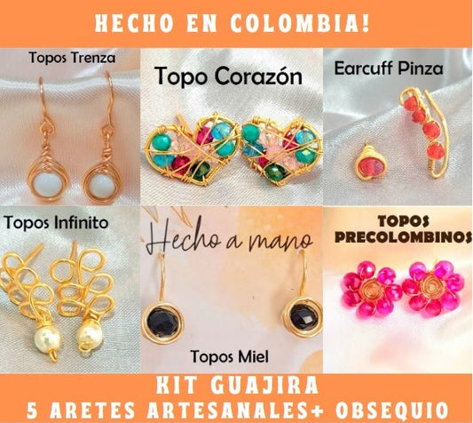 🤩KIT ARETES ARTESANALES GUAJIRA-ENVIO GRATIS